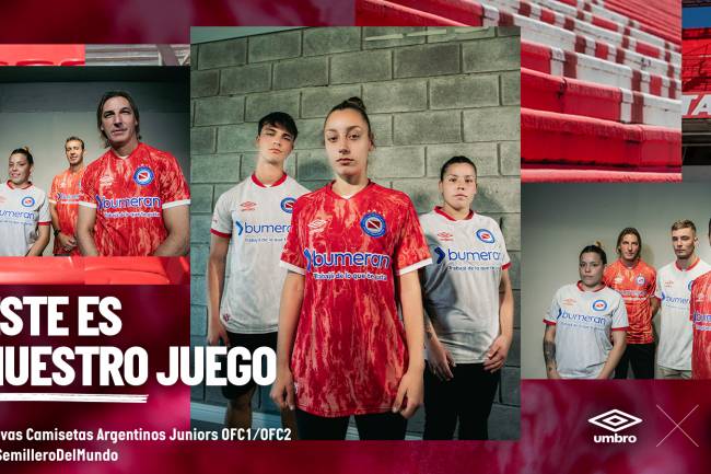 Umbro presentó las nuevas camisetas titulares y suplentes de Argentinos Juniors