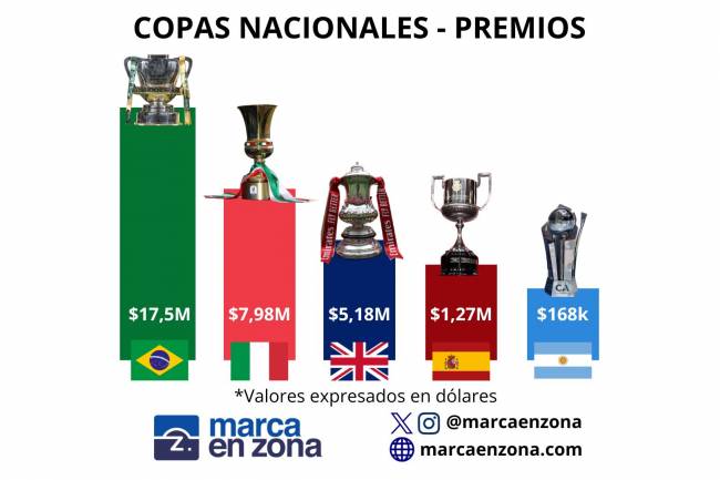 La abismal diferencia de dinero entre el campeón de la Copa de Brasil y el de la Copa Argentina