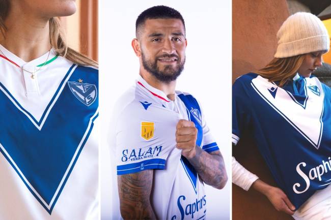 Macron presentó las nuevas camisetas de Vélez Sarsfield