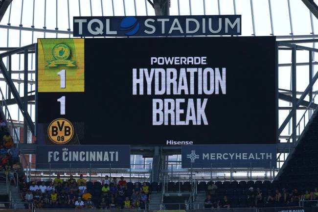 Does FIFA implement hydration breaks for advertising purposes?