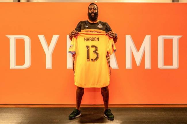 James Harden gifted his exclusive new Adidas sneakers to the Houston Dynamo squad