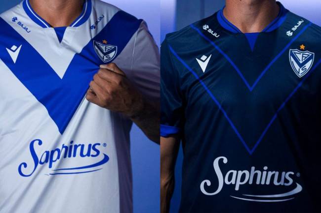 Macron presentó las nuevas camisetas de Vélez Sarsfield