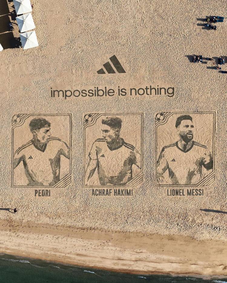 Adidas creates a huge work of art with Messi, Hakimi and Pedri