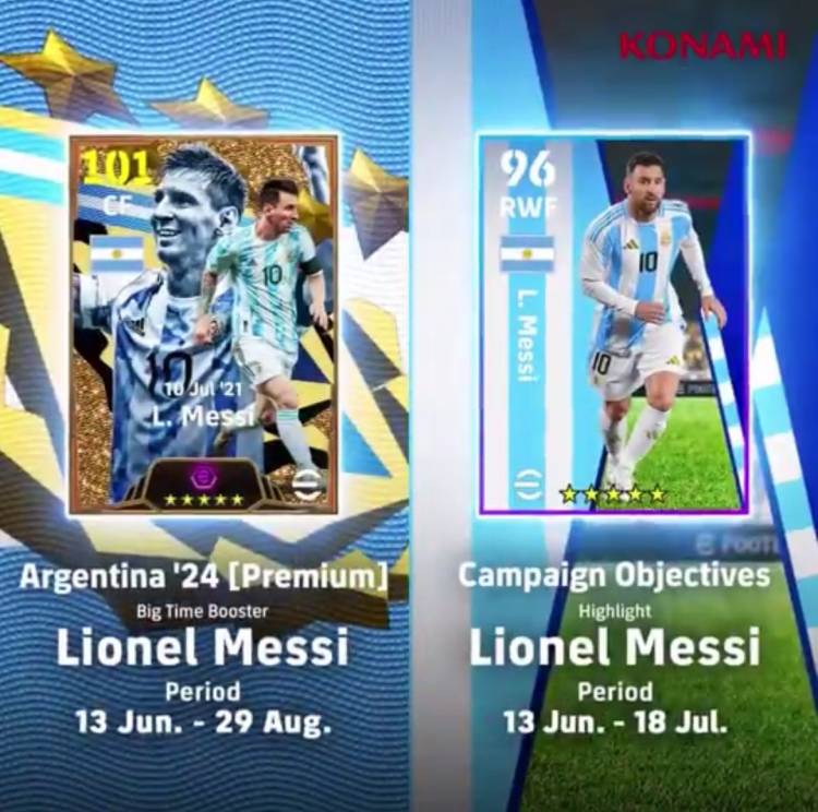 Messi presentó ediciones especiales de sus tarjetas en eFootball