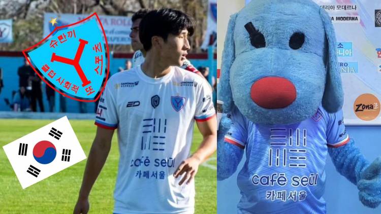 The Korean footballer in Argentina's lower division with his own sponsors on his jersey